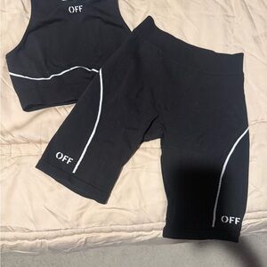 Off-White Black Cycling Shorts with White Logo Trim